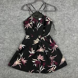 Keepsake Dress Womens Small Black Floral Fit & Flare Spaghetti Strap Midi